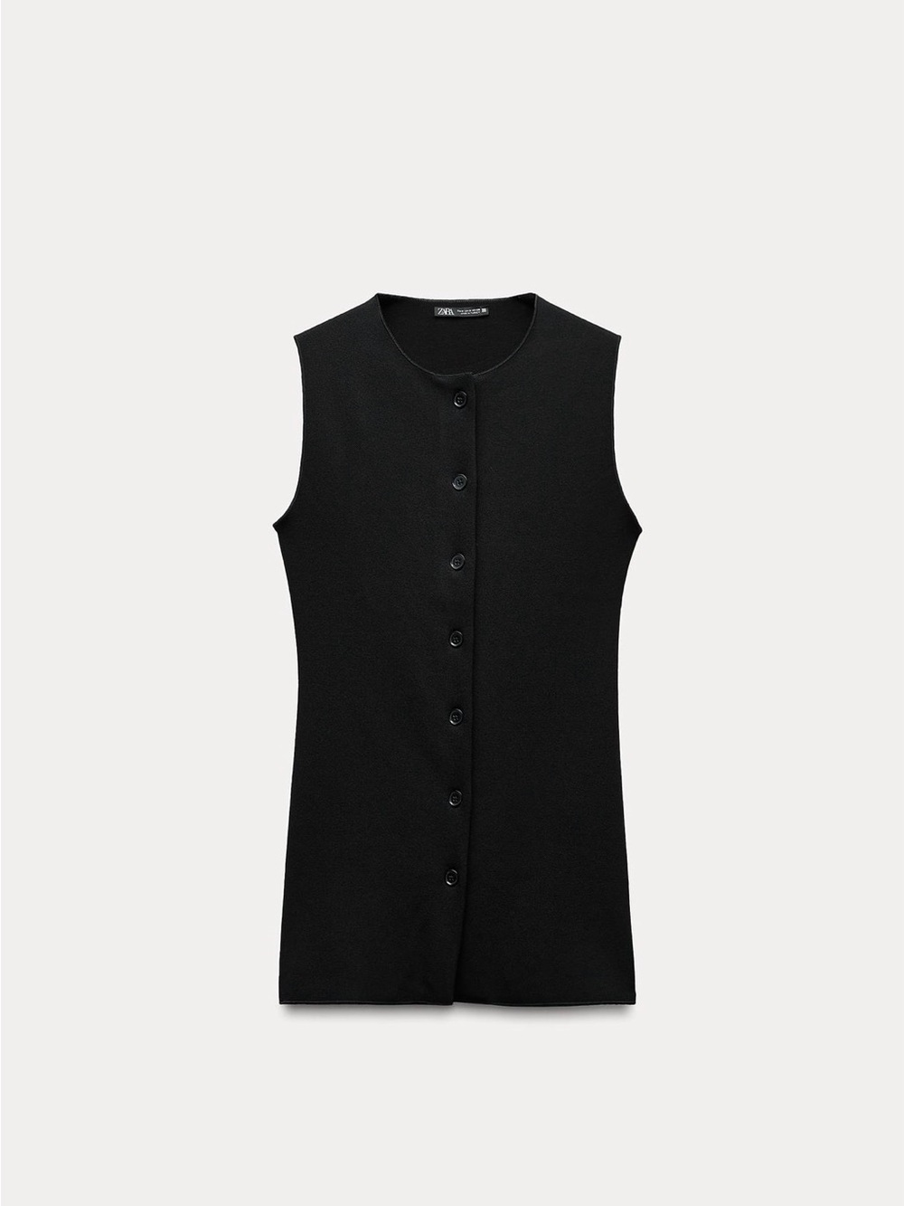 Zara Black Sleeveless Button-Down Top